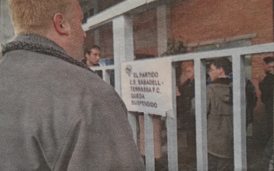 Cartell de suspensió del Sabadell-Terrassa | Diari de Sabadell (via Trayectfutbol)